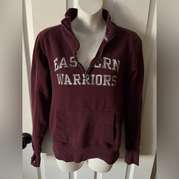 Eastern Connecticut State University 1/4 Zip Maroon Sweatshirt Women’s Size S - Picture 3 of 8